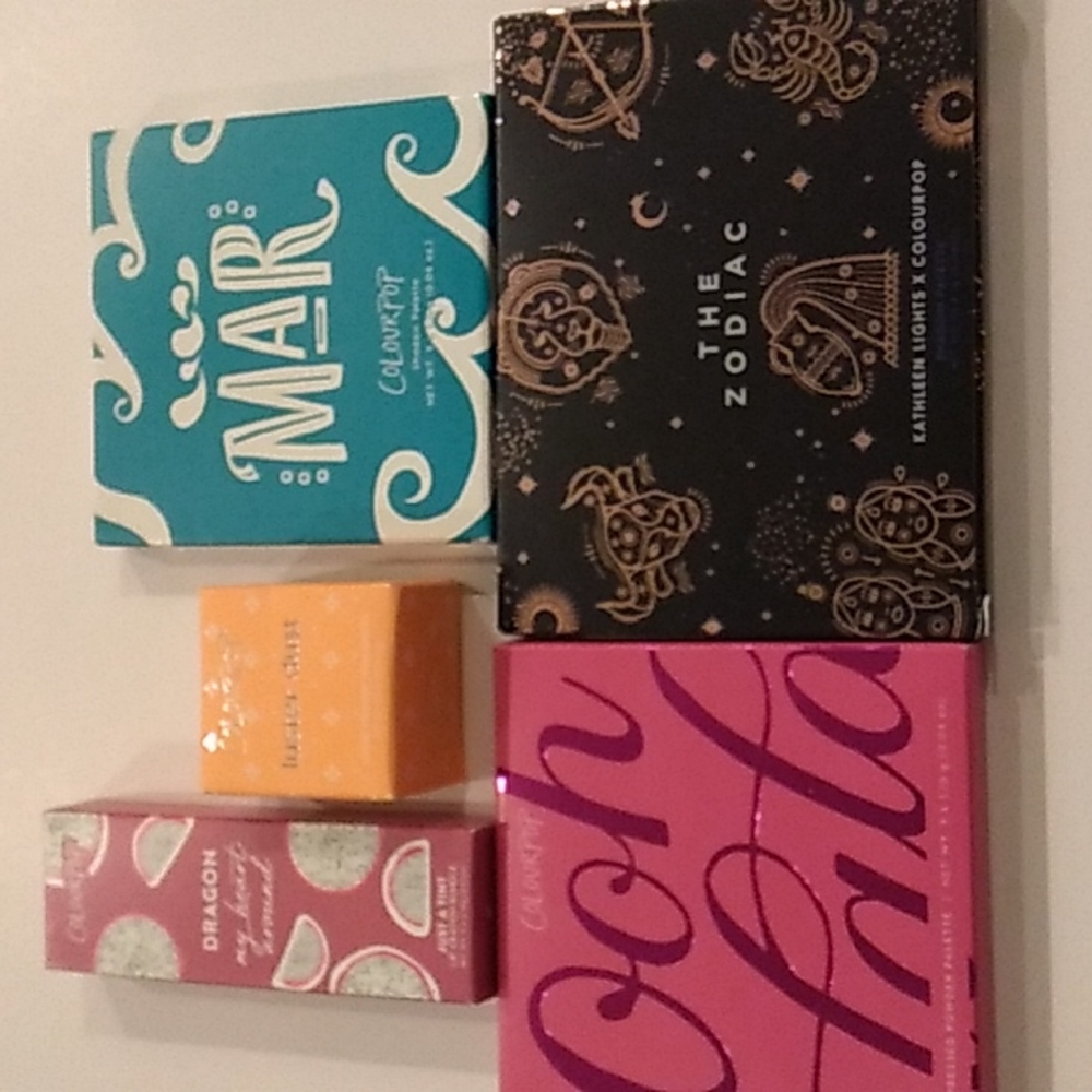 Colourpop Bundle The Zodic, Mar, Ooh LaLa Eyeshadows, Luster Dust Lip Crayon